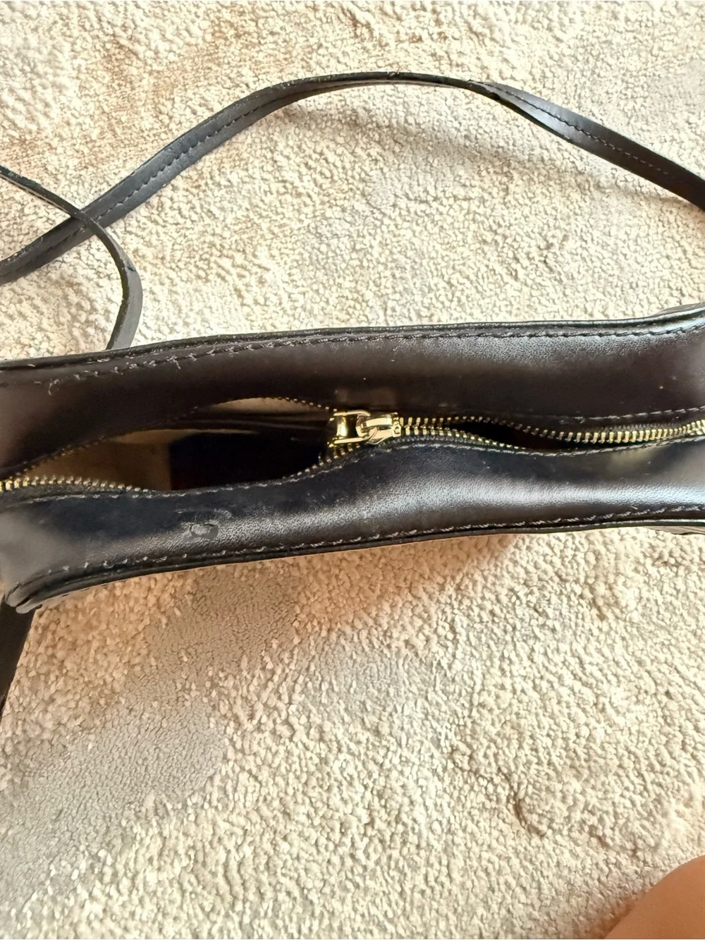 Purificación García Black Embossed Logo Crossbody Bag